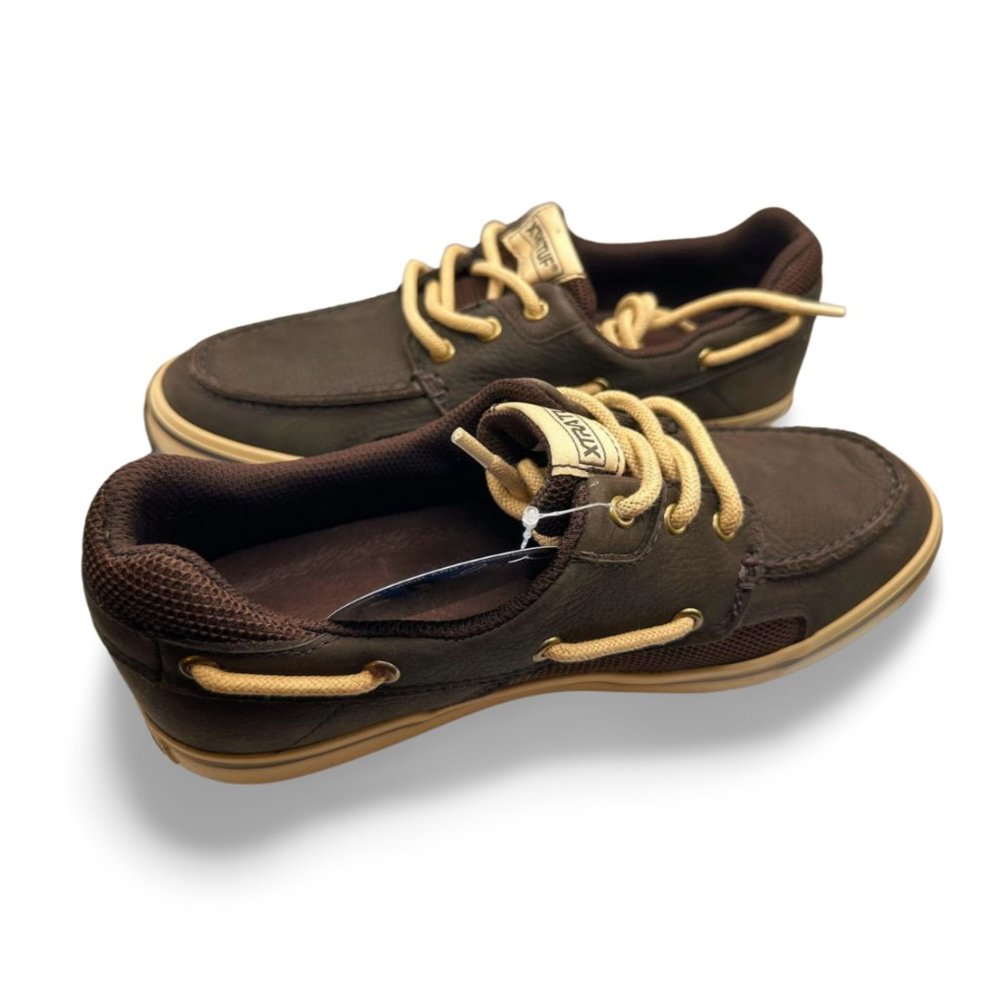 Xtratuf Men's Finatic II Chocolate Tan Leather Slip On Boat Shoes